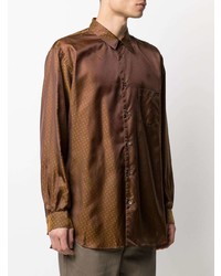 braunes gepunktetes Langarmhemd von Comme Des Garcons SHIRT