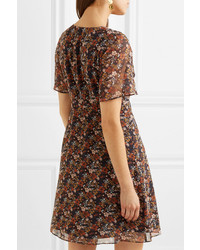 braunes gerade geschnittenes Kleid aus Chiffon mit Blumenmuster von Madewell