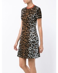 braunes gerade geschnittenes Kleid mit Leopardenmuster von Stella McCartney