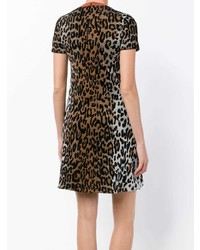 braunes gerade geschnittenes Kleid mit Leopardenmuster von Stella McCartney