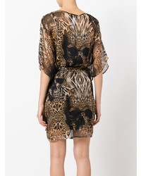 braunes gerade geschnittenes Kleid mit Leopardenmuster von Philipp Plein
