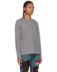 braunes horizontal gestreiftes Langarmshirt von Junya Watanabe