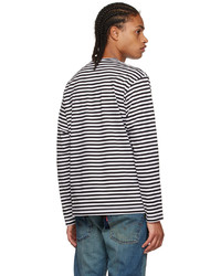 braunes horizontal gestreiftes Langarmshirt von Junya Watanabe