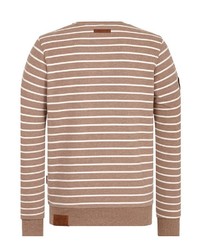 braunes horizontal gestreiftes Sweatshirt von Naketano