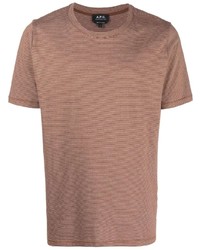 braunes horizontal gestreiftes T-Shirt mit einem Rundhalsausschnitt von A.P.C.