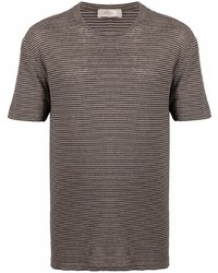 braunes horizontal gestreiftes T-Shirt mit einem Rundhalsausschnitt von Altea