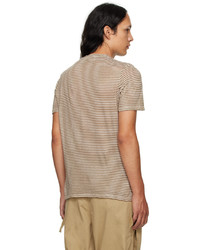 braunes horizontal gestreiftes T-Shirt mit einem Rundhalsausschnitt von Isabel Marant
