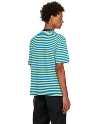 braunes horizontal gestreiftes T-Shirt mit einem Rundhalsausschnitt von Sunnei