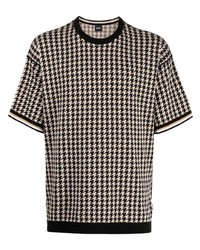 braunes horizontal gestreiftes T-Shirt mit einem Rundhalsausschnitt von BOSS