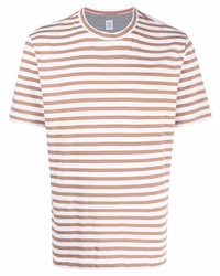 braunes horizontal gestreiftes T-Shirt mit einem Rundhalsausschnitt von Eleventy