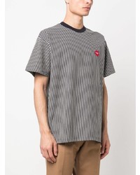 braunes horizontal gestreiftes T-Shirt mit einem Rundhalsausschnitt von Carhartt WIP