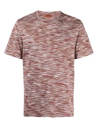 braunes horizontal gestreiftes T-Shirt mit einem Rundhalsausschnitt von Missoni