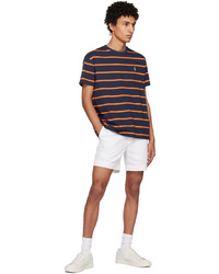 braunes horizontal gestreiftes T-Shirt mit einem Rundhalsausschnitt von Polo Ralph Lauren