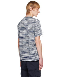 braunes horizontal gestreiftes T-Shirt mit einem Rundhalsausschnitt von Missoni