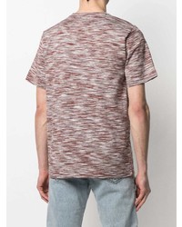 braunes horizontal gestreiftes T-Shirt mit einem Rundhalsausschnitt von Missoni