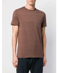 braunes horizontal gestreiftes T-Shirt mit einem Rundhalsausschnitt von The Gigi