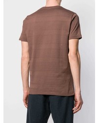 braunes horizontal gestreiftes T-Shirt mit einem Rundhalsausschnitt von The Gigi