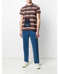 braunes horizontal gestreiftes T-Shirt mit einem Rundhalsausschnitt von Levi's Vintage Clothing