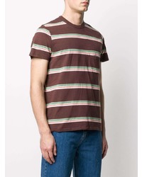 braunes horizontal gestreiftes T-Shirt mit einem Rundhalsausschnitt von Levi's Vintage Clothing