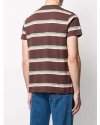 braunes horizontal gestreiftes T-Shirt mit einem Rundhalsausschnitt von Levi's Vintage Clothing