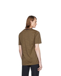 braunes horizontal gestreiftes T-Shirt mit einem Rundhalsausschnitt von Marni