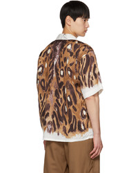 braunes Kurzarmhemd mit Leopardenmuster von Marni