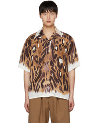 braunes Kurzarmhemd mit Leopardenmuster von Marni