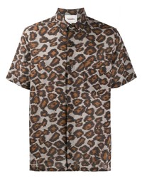 braunes Kurzarmhemd mit Leopardenmuster von Nanushka