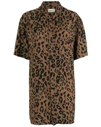 braunes Kurzarmhemd mit Leopardenmuster von OSKLEN