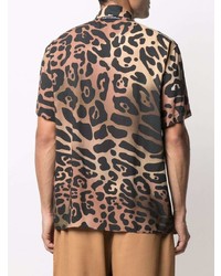 braunes Kurzarmhemd mit Leopardenmuster von Just Cavalli