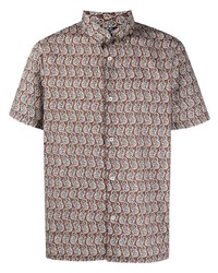 braunes Kurzarmhemd mit Paisley-Muster von A.P.C.