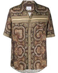braunes Kurzarmhemd mit Paisley-Muster von Nanushka