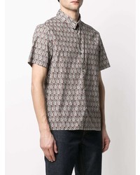 braunes Kurzarmhemd mit Paisley-Muster von A.P.C.