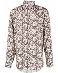 braunes Langarmhemd mit Blumenmuster von Tom Ford