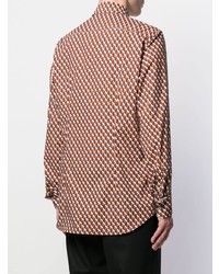 braunes Langarmhemd mit geometrischem Muster von Prada