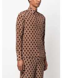 braunes Langarmhemd mit geometrischem Muster von 73 London