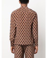 braunes Langarmhemd mit geometrischem Muster von 73 London
