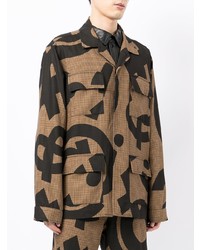 braunes Langarmhemd mit Hahnentritt-Muster von Moschino