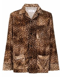 braunes Langarmhemd mit Leopardenmuster von Ernest W. Baker