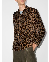 braunes Langarmhemd mit Leopardenmuster von Wacko Maria