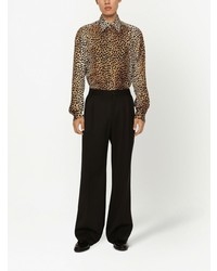 braunes Langarmhemd mit Leopardenmuster von Dolce & Gabbana