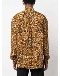 braunes Langarmhemd mit Leopardenmuster von Moschino