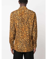 braunes Langarmhemd mit Leopardenmuster von Moschino