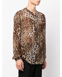 braunes Langarmhemd mit Leopardenmuster von Atu Body Couture