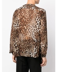 braunes Langarmhemd mit Leopardenmuster von Atu Body Couture