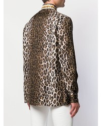 braunes Langarmhemd mit Leopardenmuster von Versace