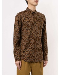 braunes Langarmhemd mit Leopardenmuster von Loveless