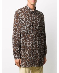 braunes Langarmhemd mit Leopardenmuster von Nanushka