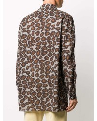 braunes Langarmhemd mit Leopardenmuster von Nanushka