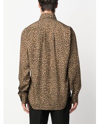 braunes Langarmhemd mit Leopardenmuster von Tom Ford
